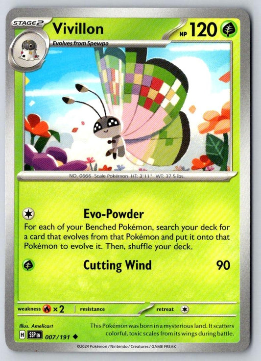 Vivillon 007/191 Uncommon Surging Sparks Pokemon Near Mint