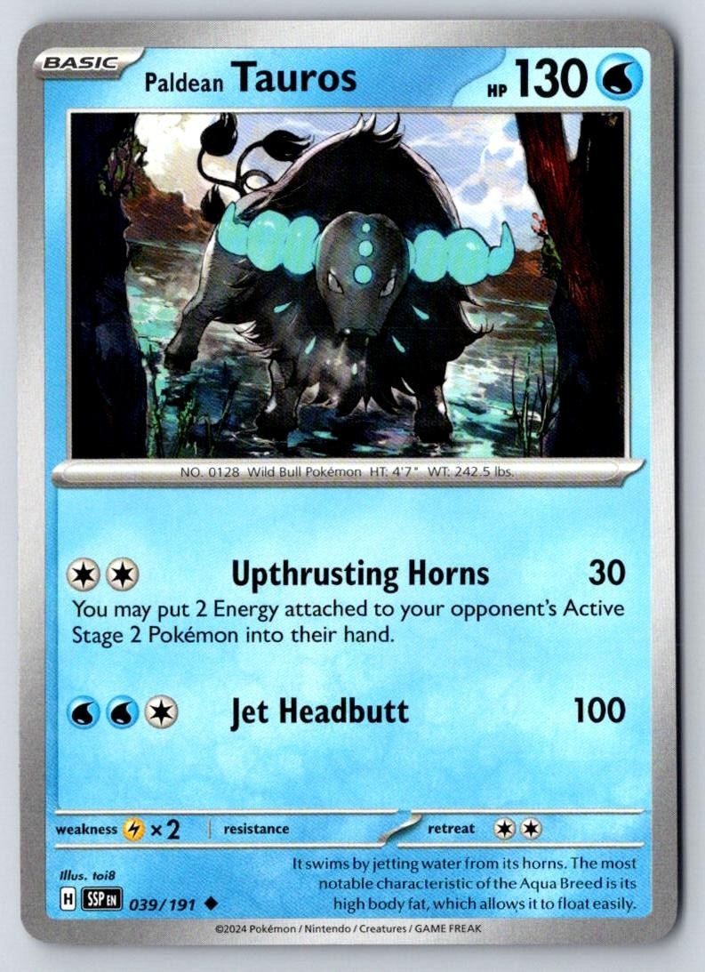 Paldean Tauros 039/191 Uncommon Surging Sparks Pokemon Near Mint
