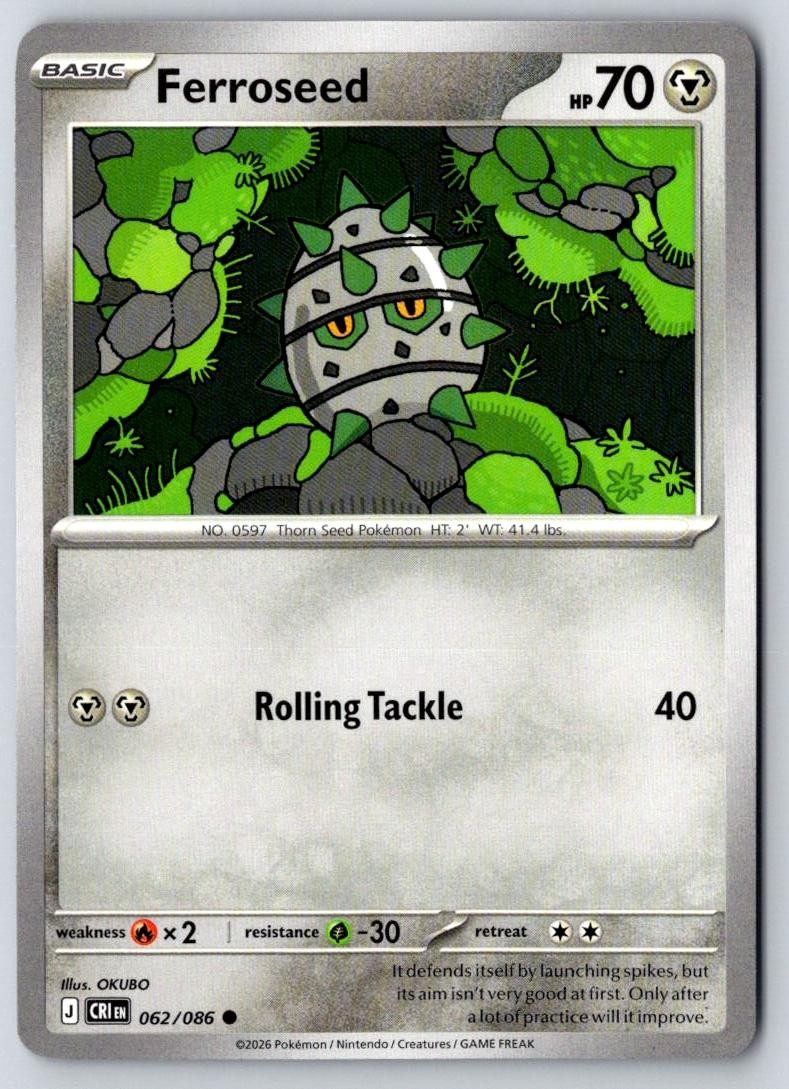 Ferroseed 062/086 Common Chaos Rising Pokemon Near Mint