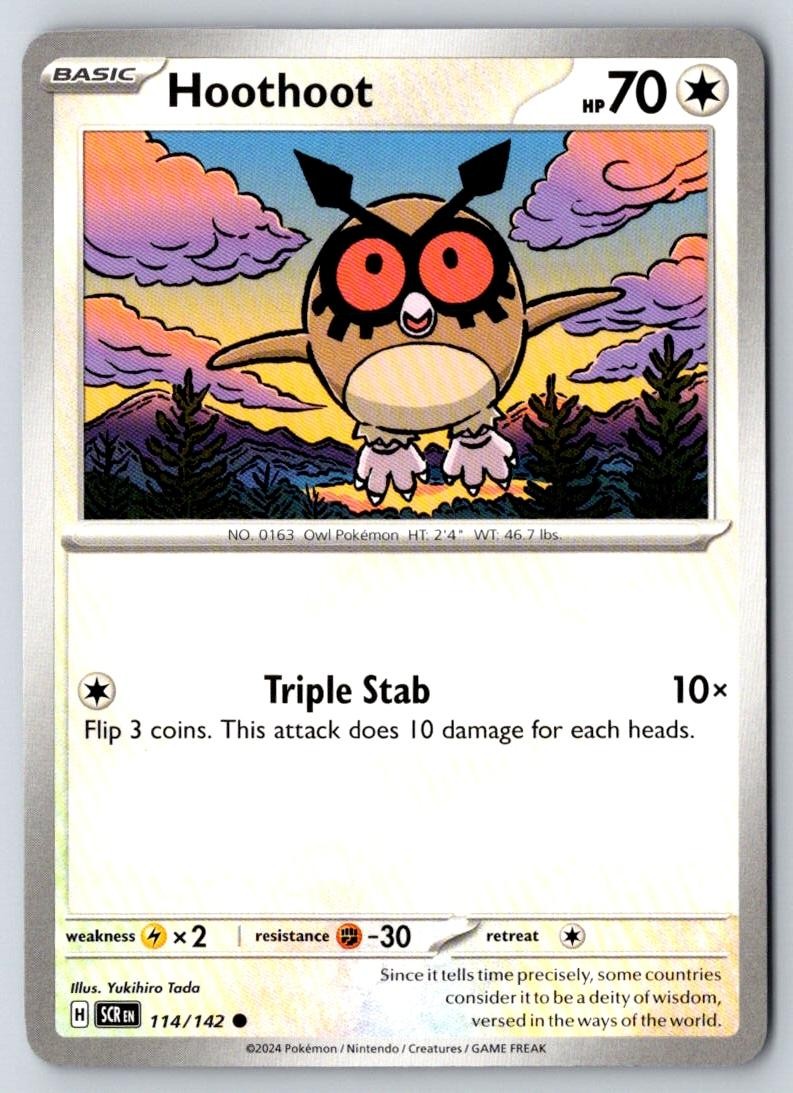 Hoothoot 114/142 Common Stellar Crown Pokemon Near Mint
