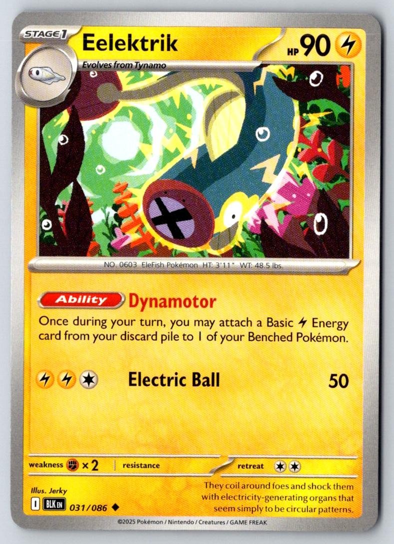 Eelektrik 031/086 Uncommon Black Bolt Pokemon Near Mint