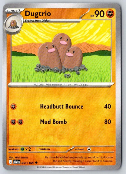 Dugtrio 051/165 Uncommon 151 Pokemon Near Mint