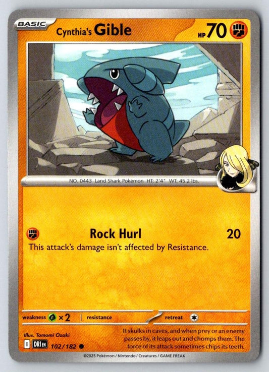 Cynthia's Gible 102/182 Common Destined Rivals Pokemon Near Mint