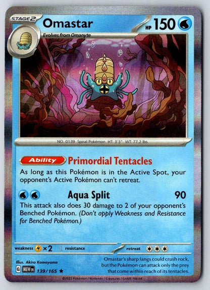 Omastar 139/165 Rare 151 Pokemon Holo Near Mint