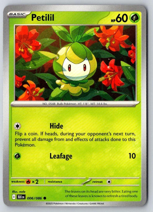 Petilil 006/086 Common Black Bolt Pokemon Near Mint