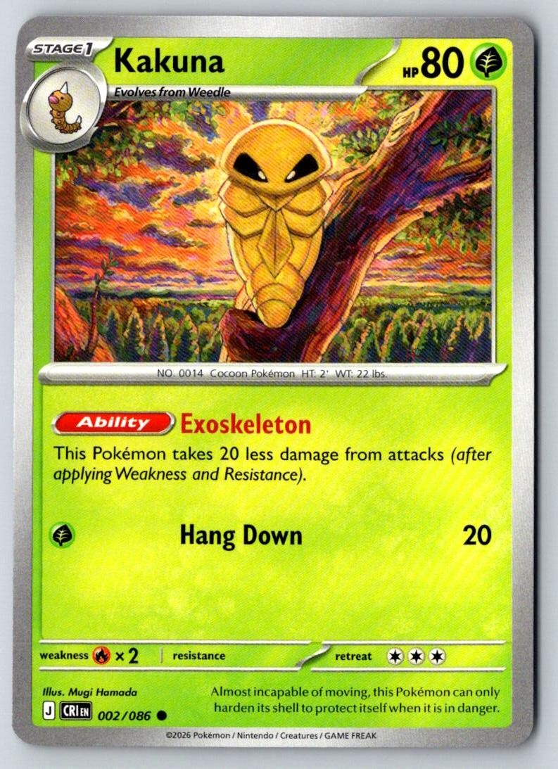 Kakuna 002/086 Common Chaos Rising Pokemon Near Mint