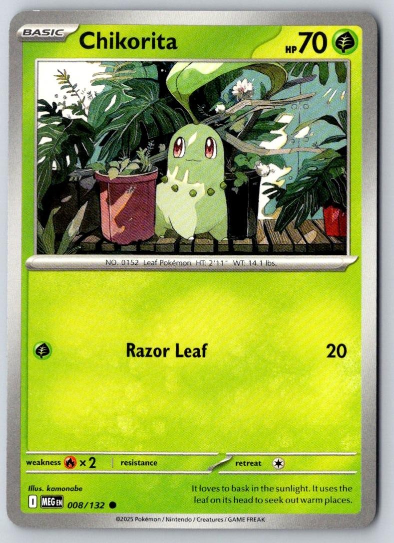 Chikorita 008/132 Common Mega Evolution Pokemon Near Mint