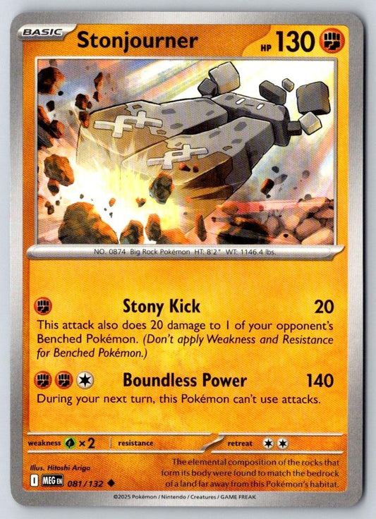 Stonjourner 081/132 Uncommon Mega Evolution Pokemon Near Mint
