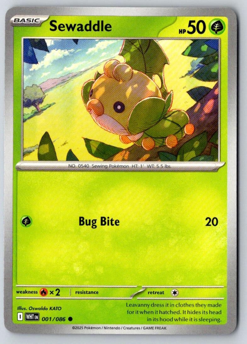 Sewaddle 001/086 Common White Flare Pokemon Near Mint