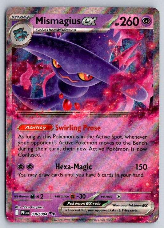 Mismagius ex 036/094 Double Rare Phantasmal Flames Pokemon Near Mint