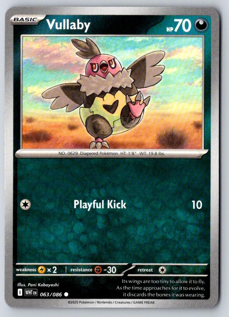 Vullaby 063/086 Common White Flare Pokemon Near Mint