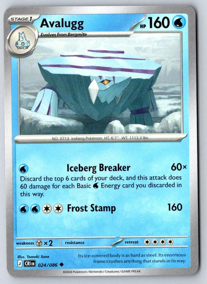 Avalugg 024/086 Uncommon Chaos Rising Pokemon Near Mint