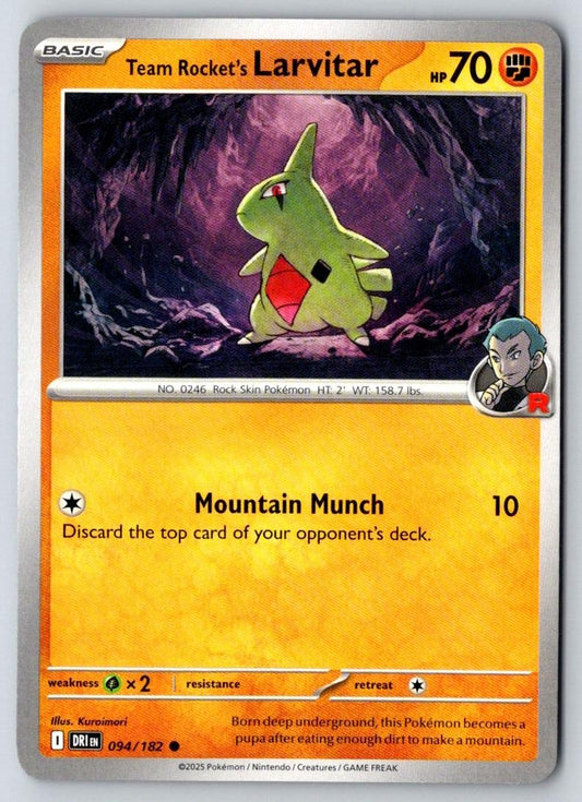 Team Rocket's Larvitar 094/182 Common Destined Rivals Pokemon Near Mint