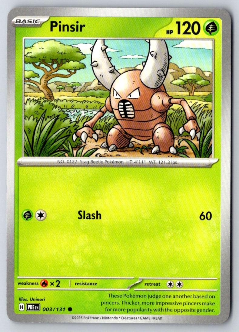 Pinsir 003/131 Common Prismatic Evolutions Pokemon Near Mint