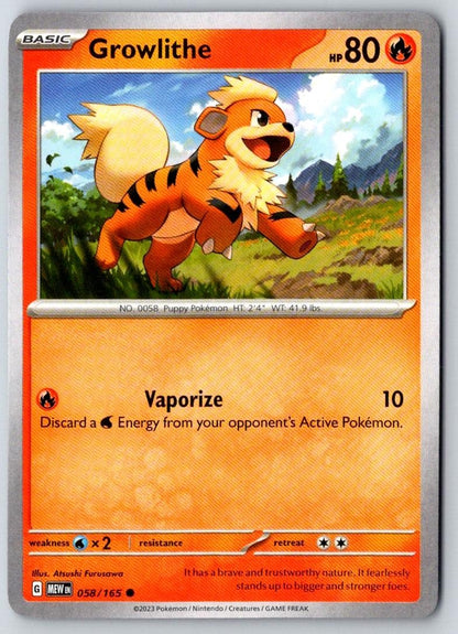 Growlithe 058/165 Common 151 Pokemon Near Mint