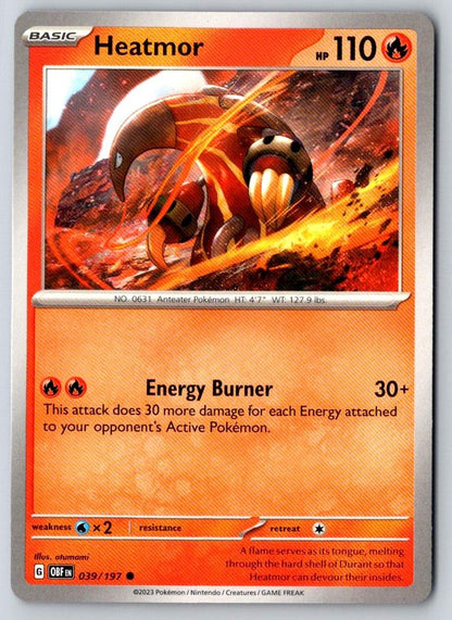 Heatmor 039/197 Common Obsidian Flames Pokemon Near Mint
