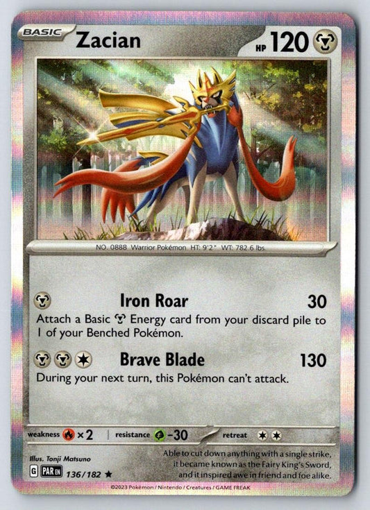 Zacian 136/182 Rare Paradox Rift Pokemon Holo Near Mint