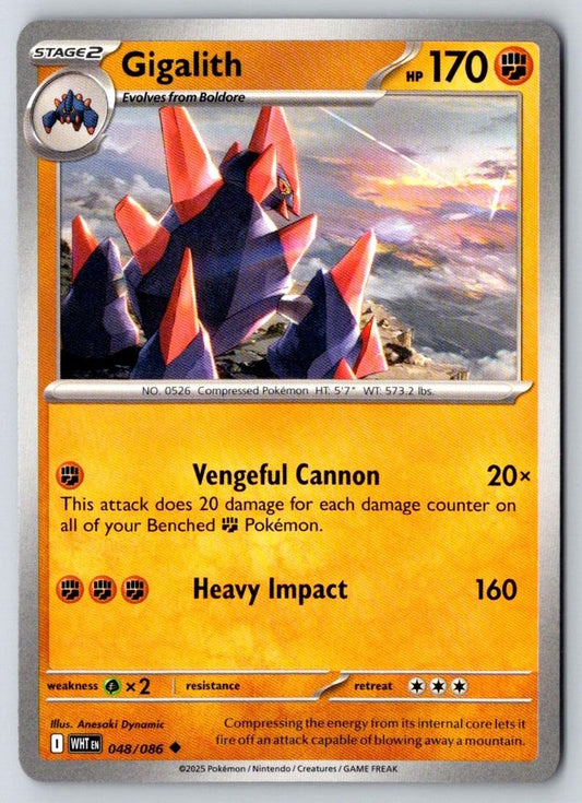 Gigalith 048/086 Uncommon White Flare Pokemon Near Mint