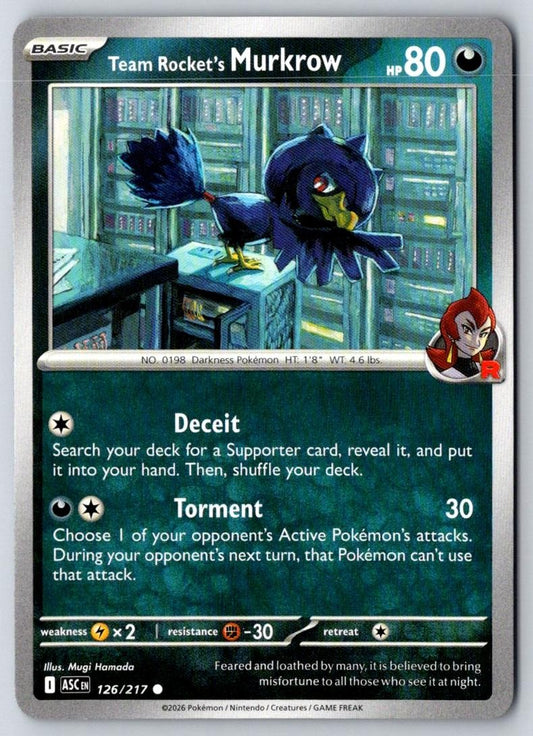 Team Rocket's Murkrow 126/217 Common Ascended Heroes Pokemon Near Mint