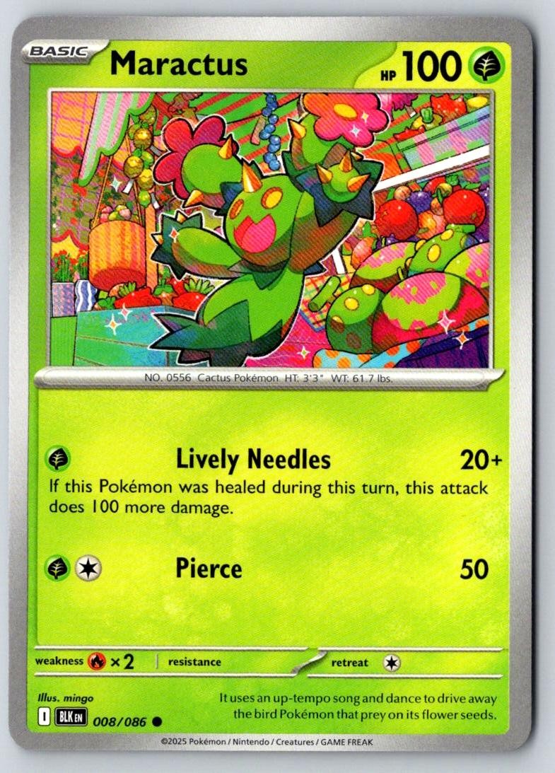 Maractus 008/086 Common Black Bolt Pokemon Near Mint