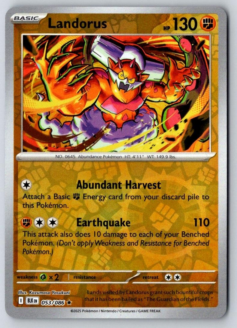 Landorus 053/086 Holo Rare Black Bolt Pokemon Near Mint