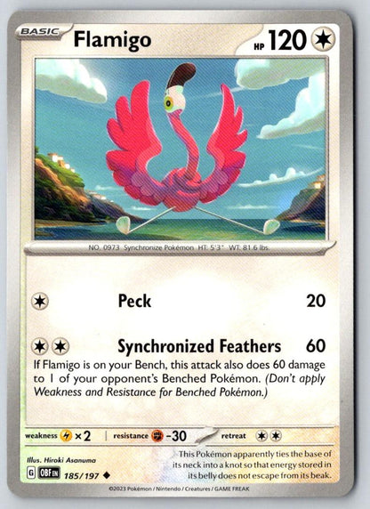 Flamigo 185/197 Uncommon Obsidian Flames Pokemon Near Mint