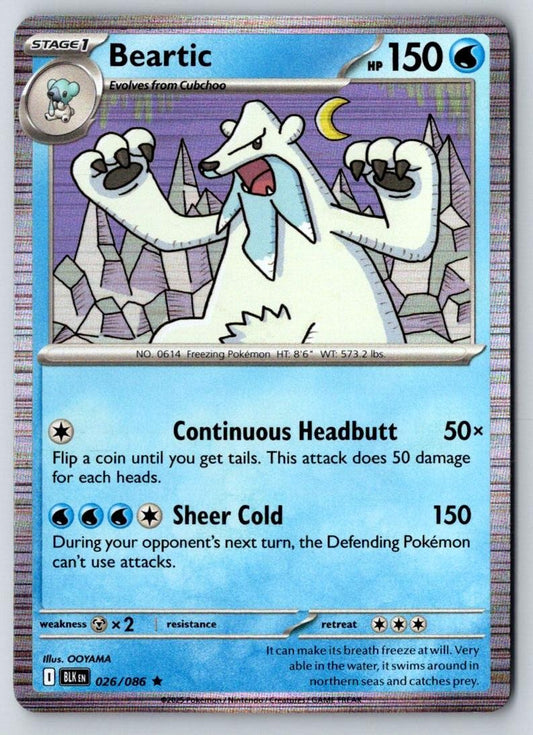 Beartic 026/086 Holo Rare Black Bolt Pokemon Near Mint
