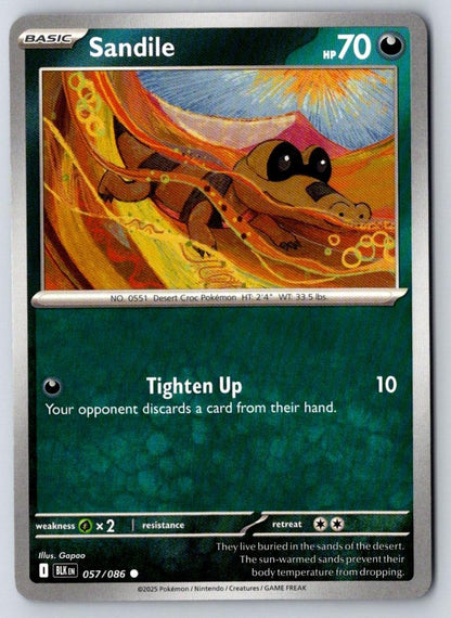 Sandile 057/086 Common Black Bolt Pokemon Near Mint