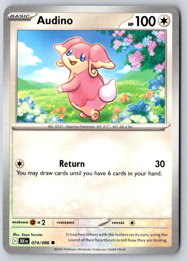 Audino 074/086 Common Black Bolt Pokemon Near Mint