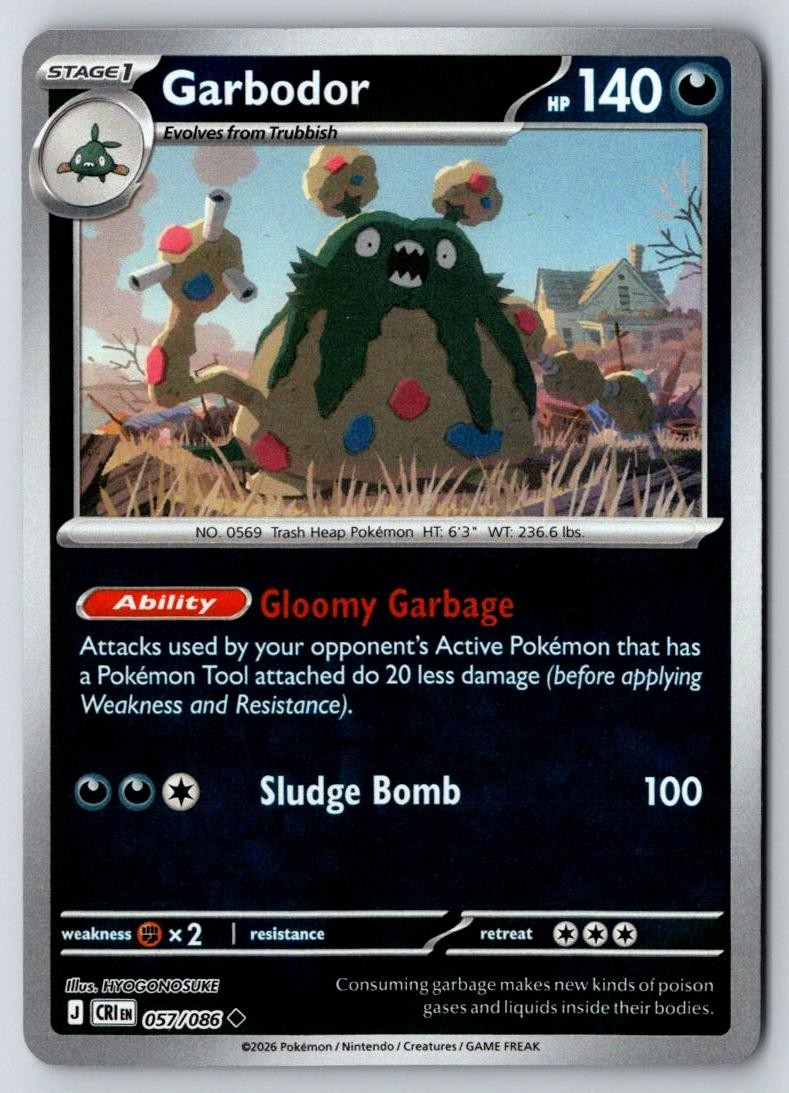 Garbodor 057/086 Uncommon Chaos Rising Pokemon Near Mint