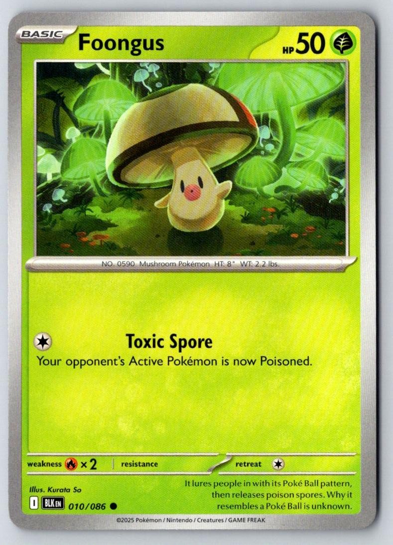 Foongus 010/086 Common Black Bolt Pokemon Near Mint