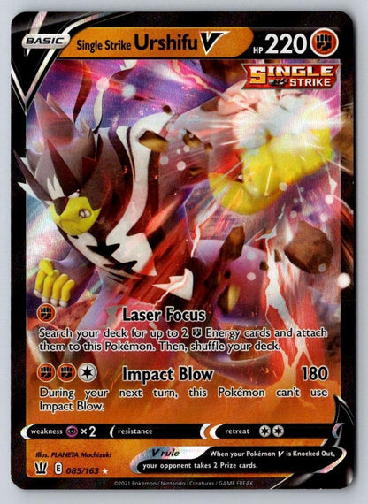 Single Strike Urshifu V 085/163 Holo V Rare Battle Styles Pokemon Holo Near Mint