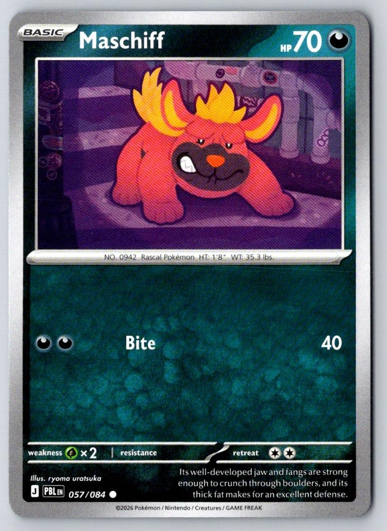 Maschiff 057/084 Common Pitch Black Pokemon Reverse Holo Near Mint