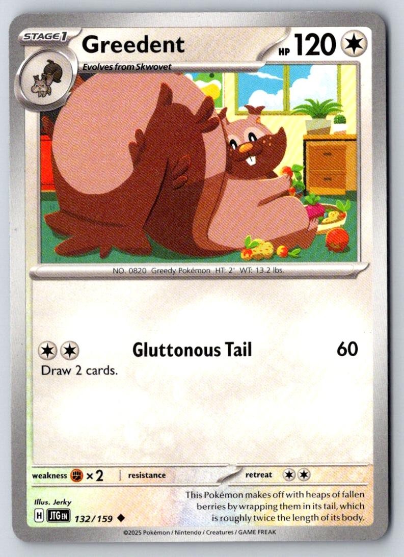 Greedent 132/159 Uncommon Journey Together Pokemon Near Mint