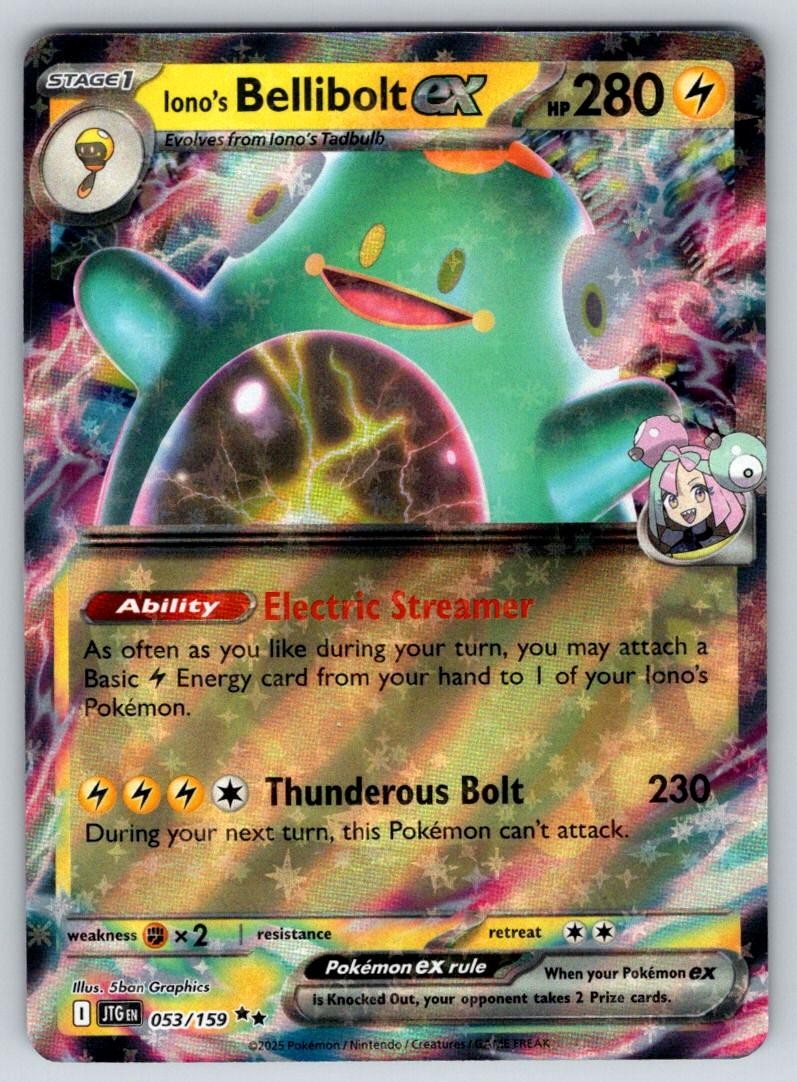 Iono's Bellibolt ex 053/159 Double Rare Journey Together Pokemon Holo Near Mint