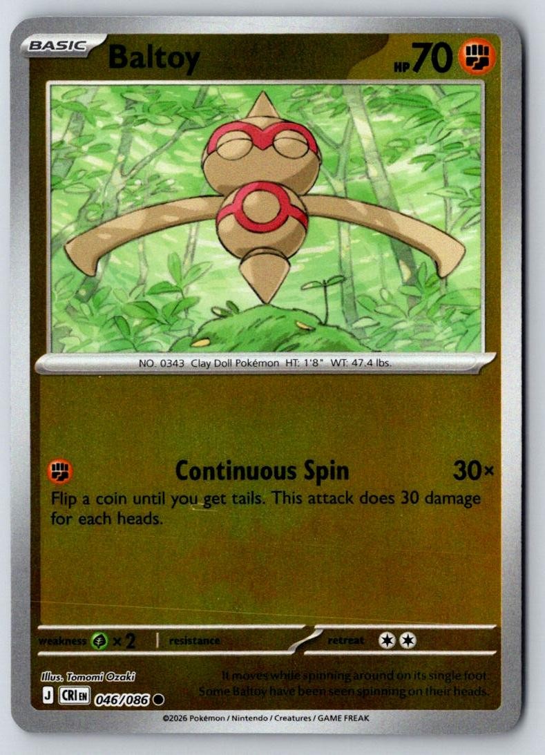 Baltoy 046/086 Common Chaos Rising Pokemon Near Mint