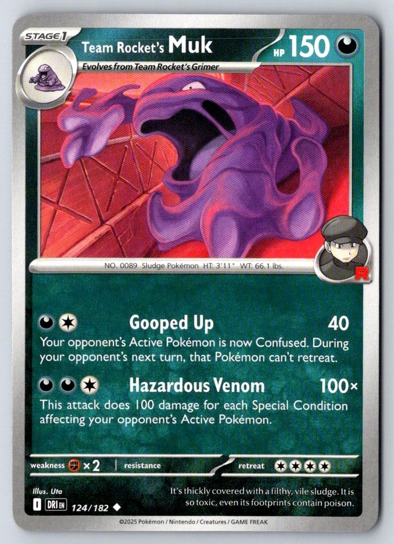 Team Rocket's Muk 124/182 Uncommon Destined Rivals Pokemon Near Mint