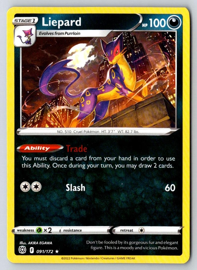 Liepard 091/172 Rare Brilliant Stars Pokemon Near Mint