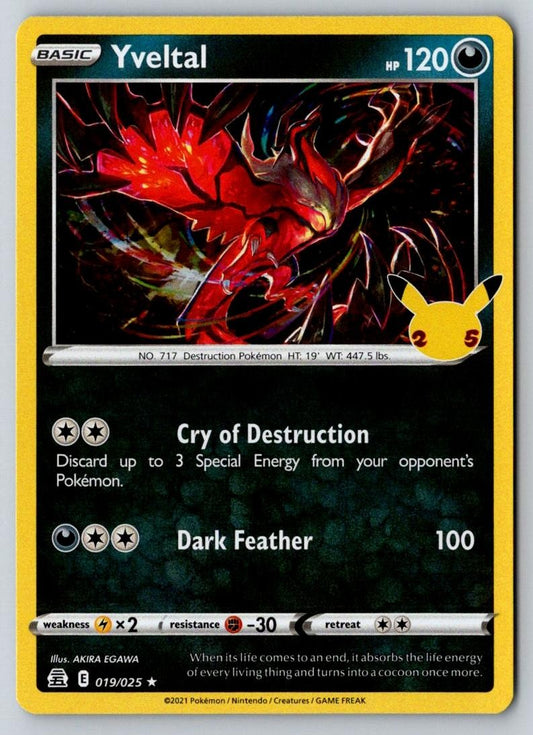 Yveltal 019/025 Rare Celebrations Pokemon Holo Near Mint