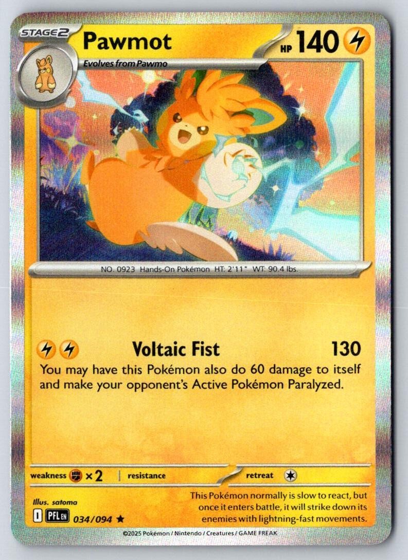 Pawmot 034/094 Rare Phantasmal Flames Pokemon Holo Near Mint