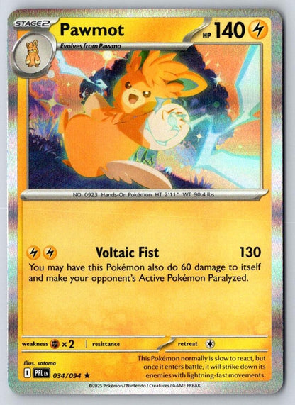 Pawmot 034/094 Rare Phantasmal Flames Pokemon Holo Near Mint