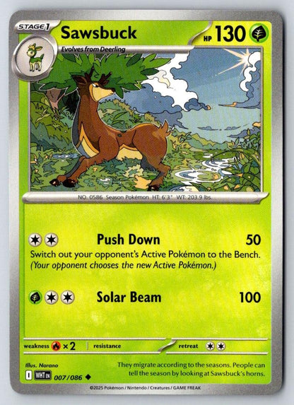 Sawsbuck 007/086 Uncommon White Flare Pokemon Near Mint