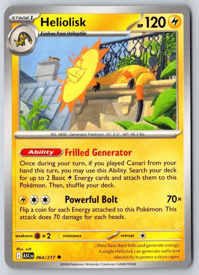 Heliolisk 064/217 Uncommon Ascended Heroes Pokemon Near Mint