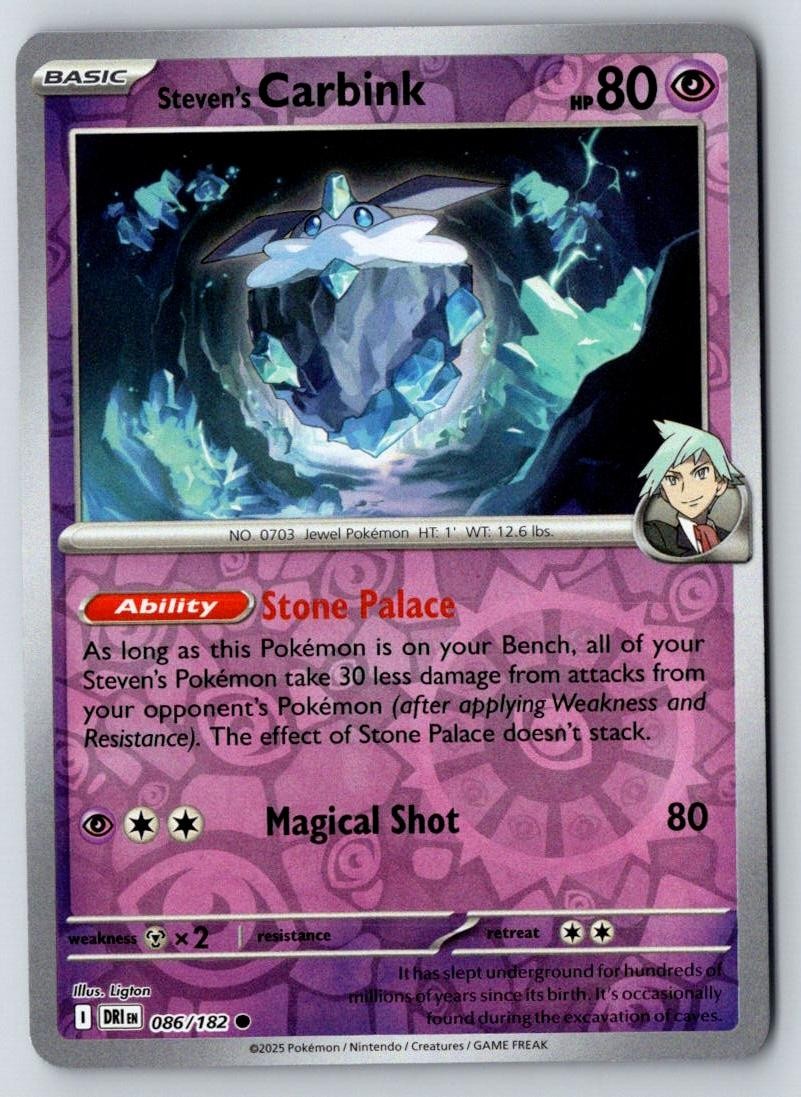Steven's Carbink 086/182 Common Destined Rivals Pokemon Near Mint