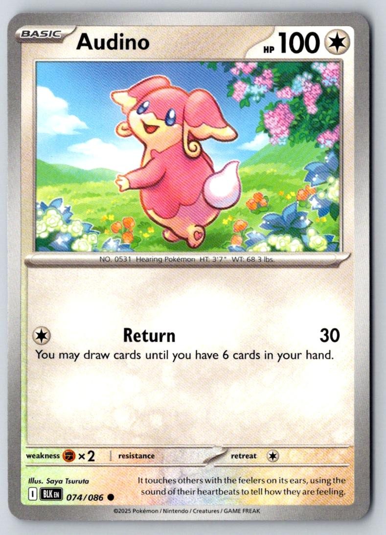 Audino 074/086 Common Black Bolt Pokemon Near Mint