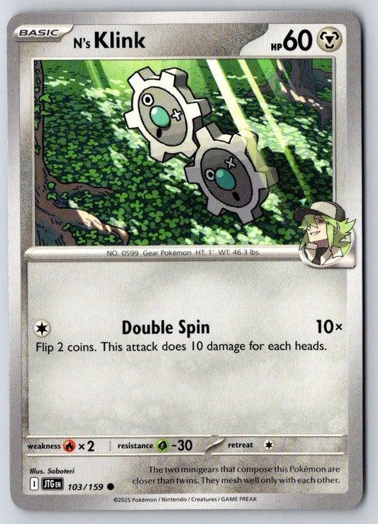 N's Klink 103/159 Common Journey Together Pokemon Near Mint
