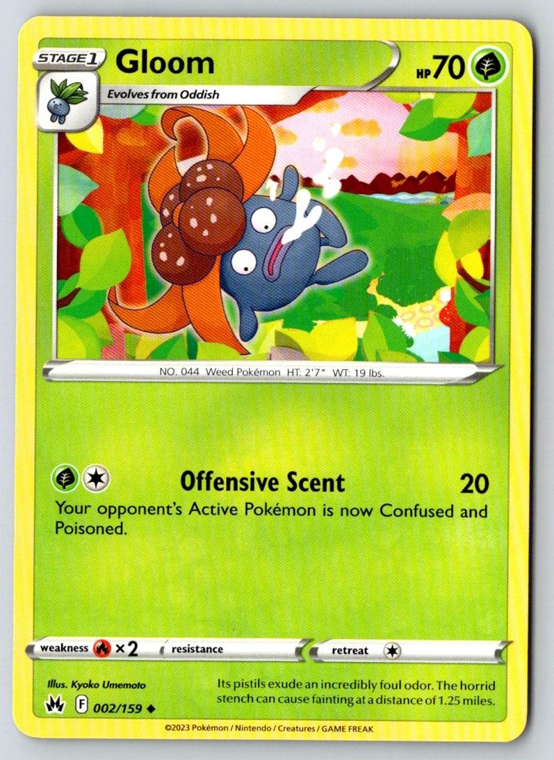 Gloom 002/159 Uncommon Crown Zenith Pokemon Near Mint