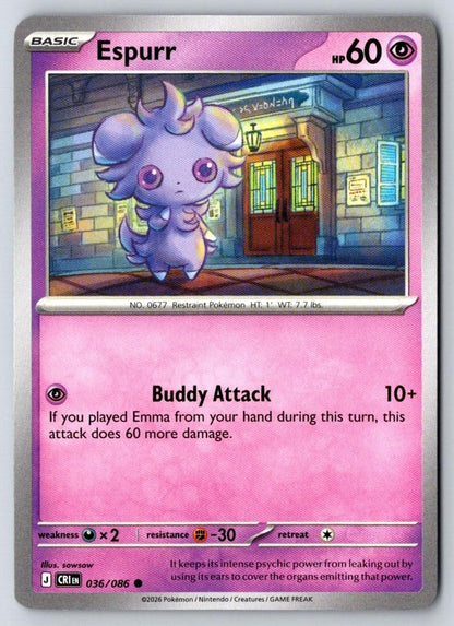 Espurr 036/086 Common Chaos Rising Pokemon Near Mint