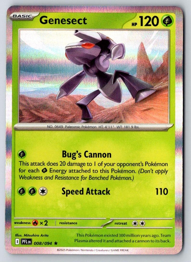 Genesect 008/094 Rare Phantasmal Flames Pokemon Holo Near Mint