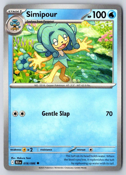 Simipour 018/086 Uncommon Black Bolt Pokemon Near Mint